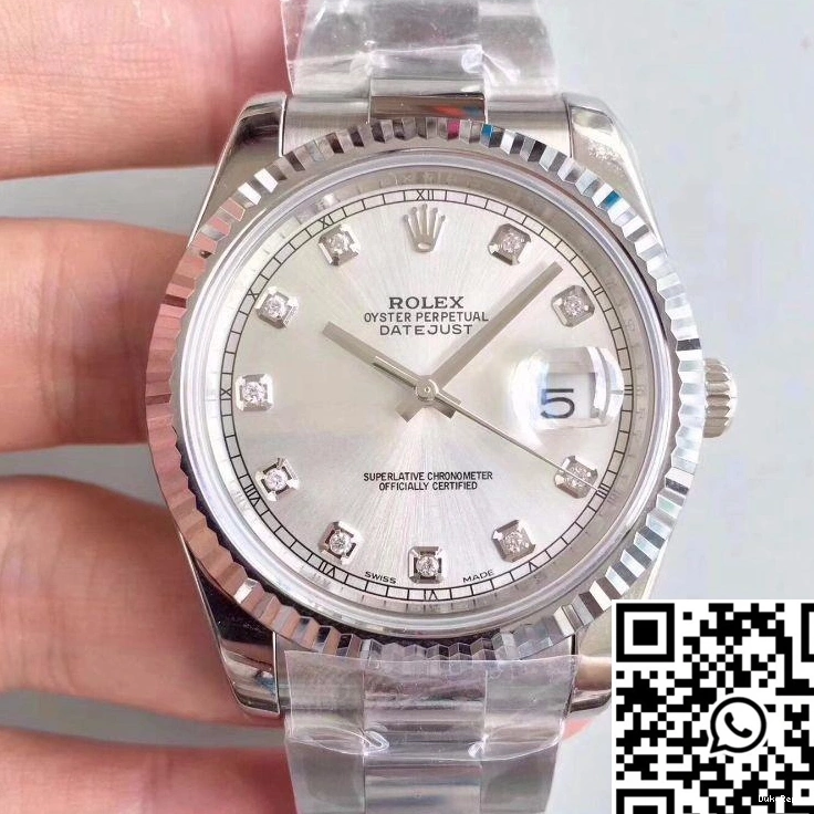 Silver 41MM Rolex EW II Factory Dial 116334-0009 Datejust 0113